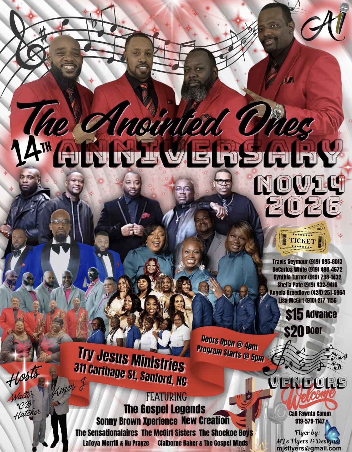 Flyer for The Anointed Ones 14th Anniversary at Try Jesus Ministries
