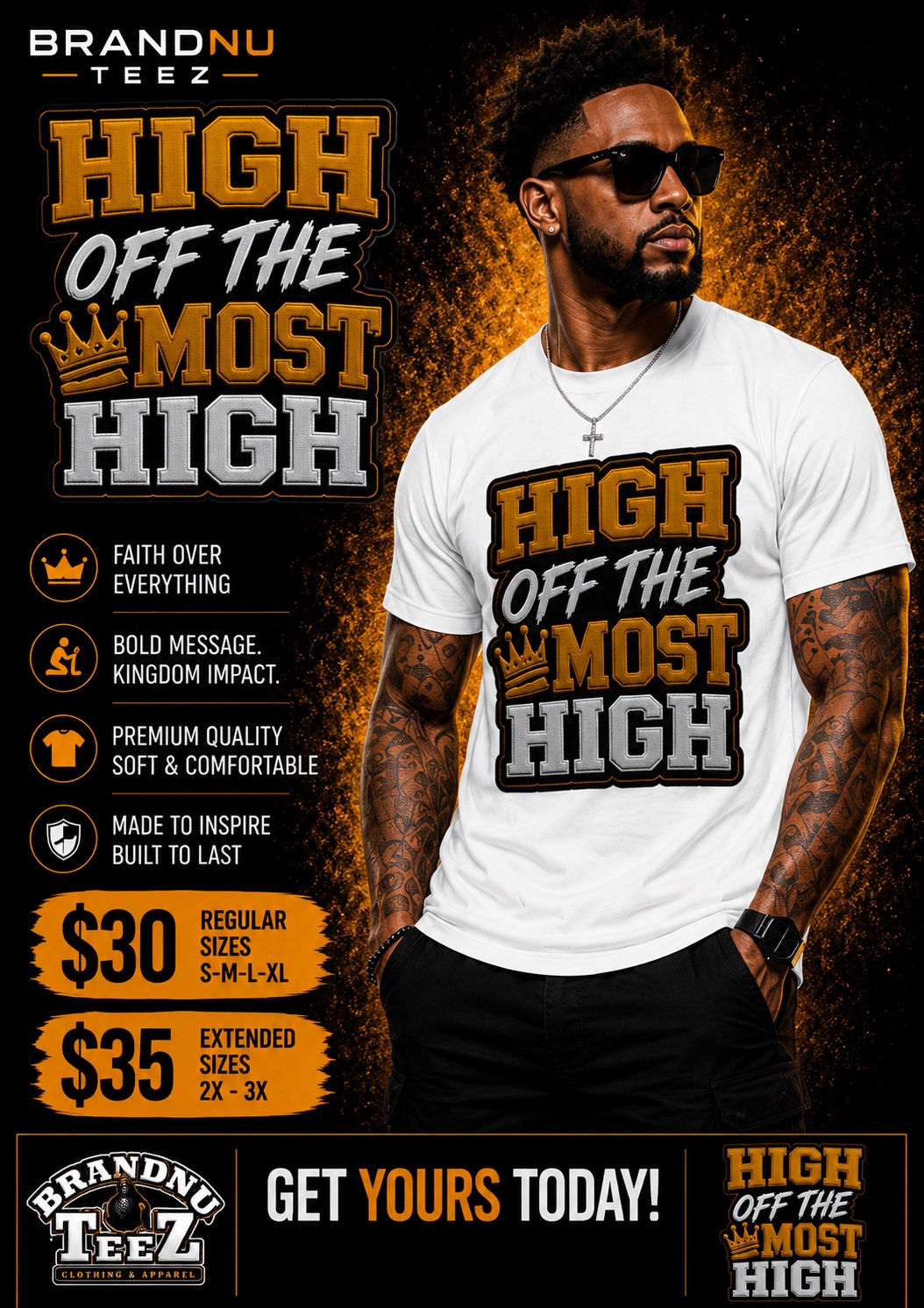 BrandNu Teez High of the Most High shirt design shown on a model