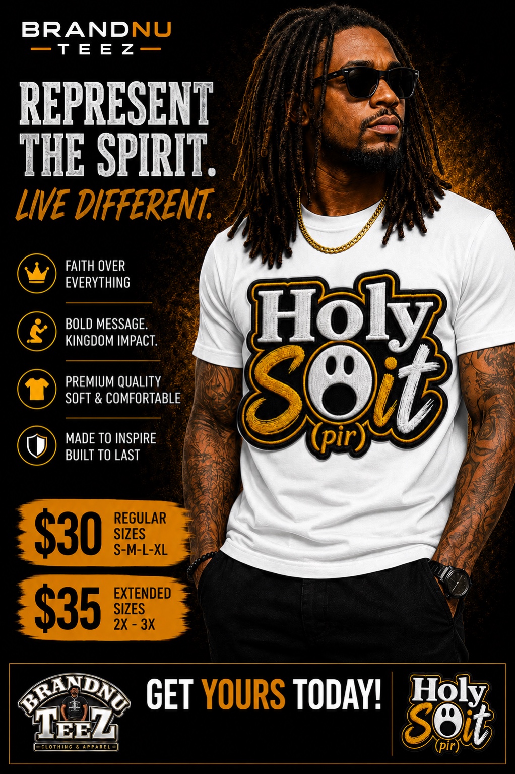 BrandNu Teez Holy Spirit shirt design shown on a model